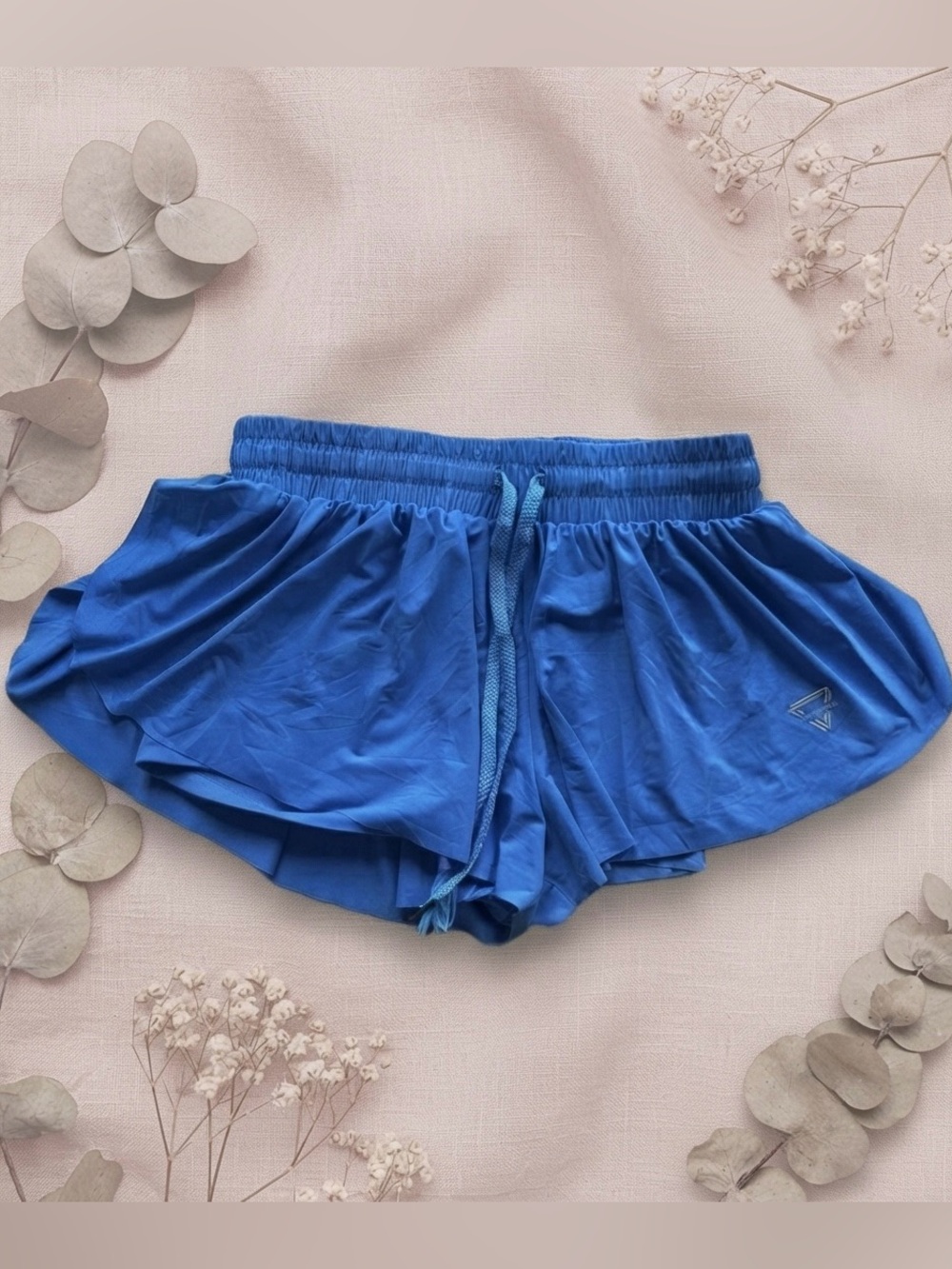 Blue Elastic Waist Athletic Shorts